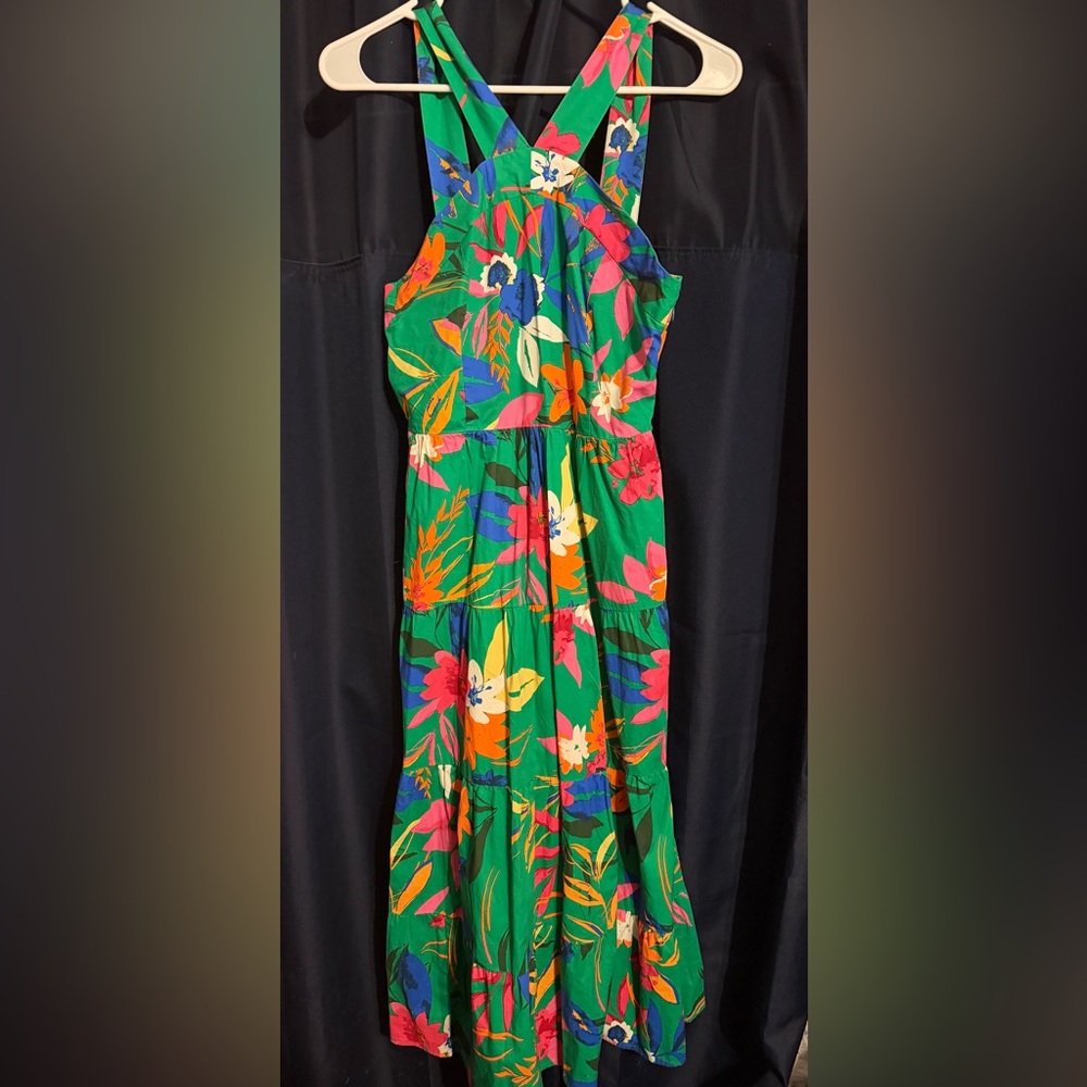 J. Crew Floral Green Halter Dress